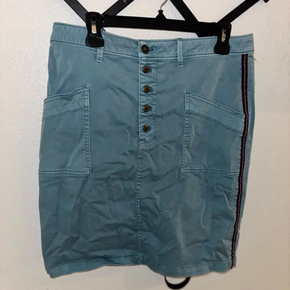 Pilcro & The Letterpress Utility Button Front Skirt Size‎ 14 – Blue - Picture 2 of 5